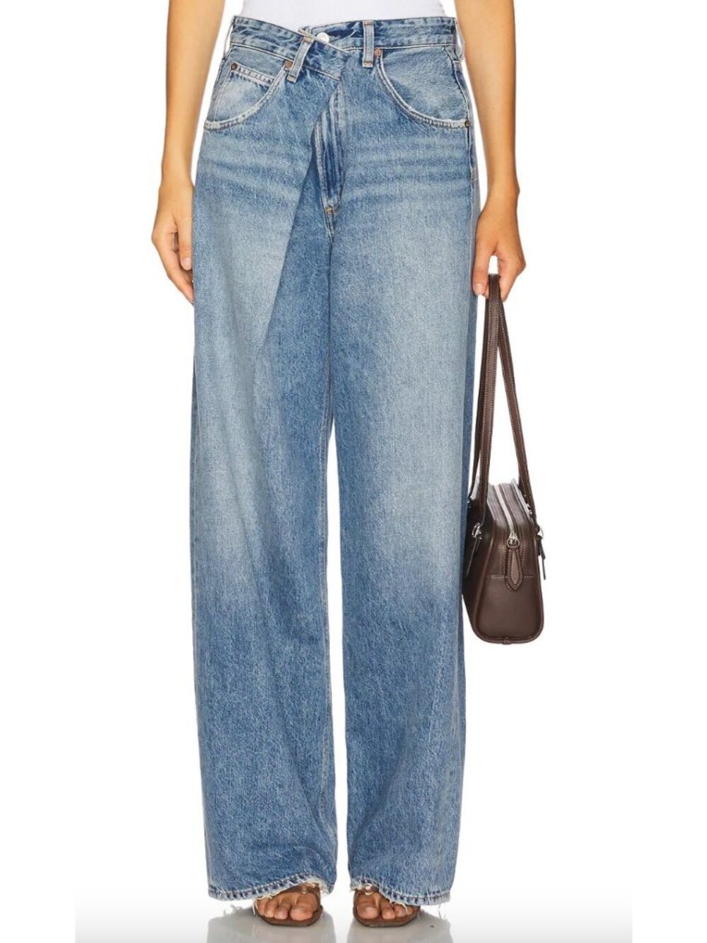 NWT Agolde Vana Criss Cross Fold Straight Leg Jeans Size 25 in Mantra Blue